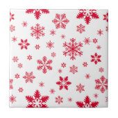 スノーフレーク・パターン、赤い雪、雪、白 タイル (正面)