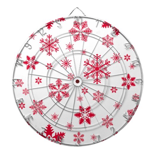 スノーフレーク・パターン、赤い雪、雪、白 ダーツボード (正面)