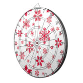 スノーフレーク・パターン、赤い雪、雪、白 ダーツボード (正面右)