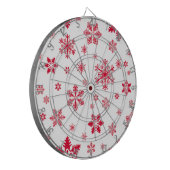 スノーフレーク・パターン、赤い雪、雪、白 ダーツボード (正面左)