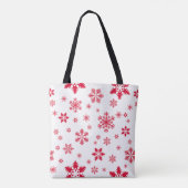 スノーフレーク・パターン、赤い雪、雪、白 トートバッグ (裏面)