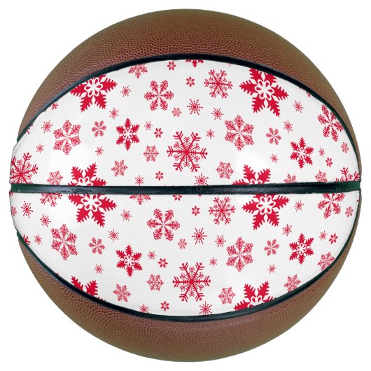スノーフレーク・パターン、赤い雪、雪、白 バスケットボール (正面)