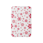 スノーフレーク・パターン、赤い雪、雪、白 バスマット (正面縦)