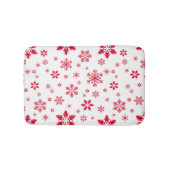 スノーフレーク・パターン、赤い雪、雪、白 バスマット (正面)