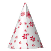 スノーフレーク・パターン、赤い雪、雪、白 パーティーハット (裏面)