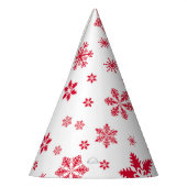 スノーフレーク・パターン、赤い雪、雪、白 パーティーハット (左)