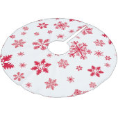スノーフレーク・パターン、赤い雪、雪、白 ブラッシュドポリエステルツリースカート (アングル)