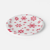 スノーフレーク・パターン、赤い雪、雪、白 ペーパープレート (アングル)