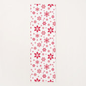 スノーフレーク・パターン、赤い雪、雪、白 ヨガマット (正面)