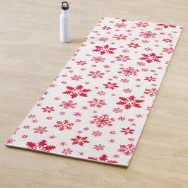 スノーフレーク・パターン、赤い雪、雪、白 ヨガマット