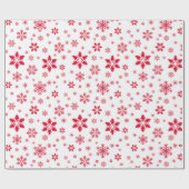 スノーフレーク・パターン、赤い雪、雪、白 ラッピングペーパー (フラット)
