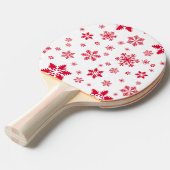 スノーフレーク・パターン、赤い雪、雪、白 卓球ラケット (正面アングル)