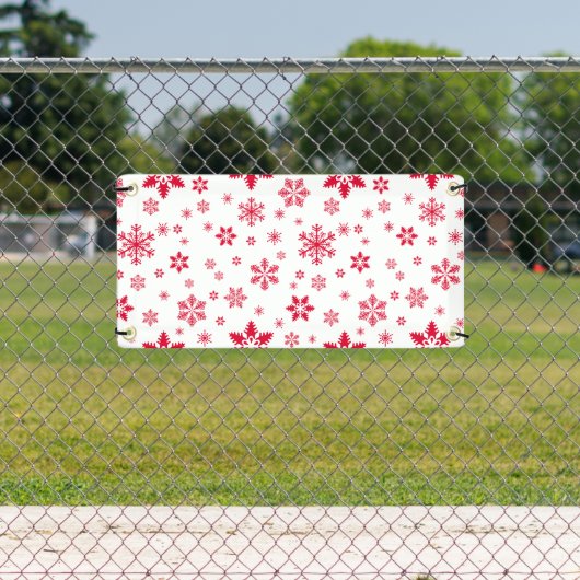 スノーフレーク・パターン、赤い雪、雪、白 横断幕 (インサイチュ)