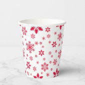 スノーフレーク・パターン、赤い雪、雪、白 紙コップ (正面)