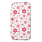 スノーフレーク・パターン、赤い雪、雪、白 INCIPIO iPhoneウォレットケース (フォリオ 正面)