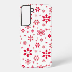 スノーフレーク・パターン、赤い雪、雪、白 SAMSUNG GALAXY S22+ケース