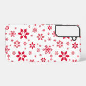 スノーフレーク・パターン、赤い雪、雪、白 SAMSUNG GALAXYケース (裏面横)