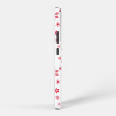 スノーフレーク・パターン、赤い雪、雪、白 SAMSUNG GALAXYケース (右側面)