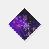スノーフレーク・パープルピンクの冬かわいい スタンダードカクテルナプキン (角)