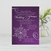 スノーフレーク・パープル冬の結婚式 招待状 (スタンド正面)