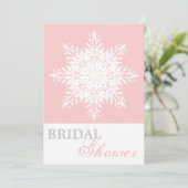 スノーフレーク ピンクと白の冬のウェディング ブライダル シャワー 招待状 (スタンド正面)
