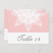 スノーフレーク・ピンク、白い冬の結婚式のテーブル番号 ポストカード (正面/裏面)