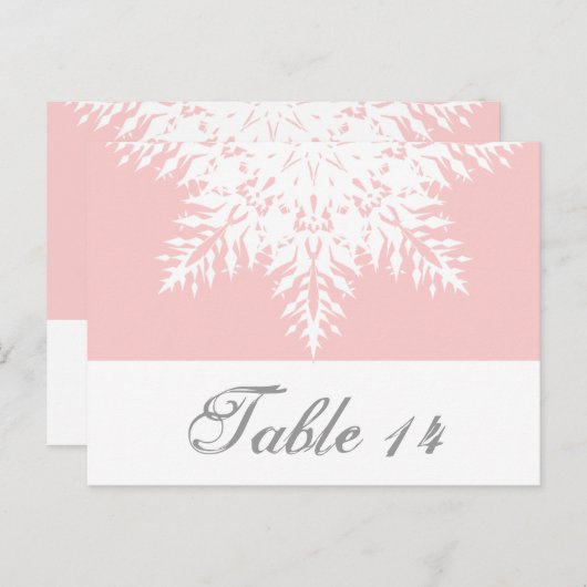 スノーフレーク・ピンク、白い冬の結婚式のテーブル番号 ポストカード (正面/裏面)