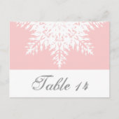 スノーフレーク・ピンク、白い冬の結婚式のテーブル番号 ポストカード (正面)