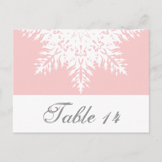 スノーフレーク・ピンク、白い冬の結婚式のテーブル番号 ポストカード (正面)