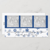 スノーフレーク ファミリー ホリデー フォト カード (正面/裏面)