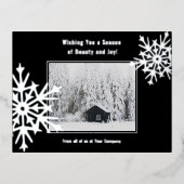 スノーフレーク・フォイル・アクセント・ビジネス・ホリデー・カード 箔シーズンポストカード (正面)