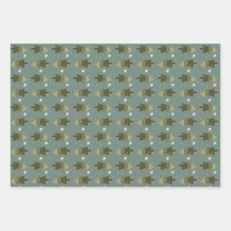 スノーフレーク・フォレストラッピング紙セット3枚 ラッピングペーパーシート