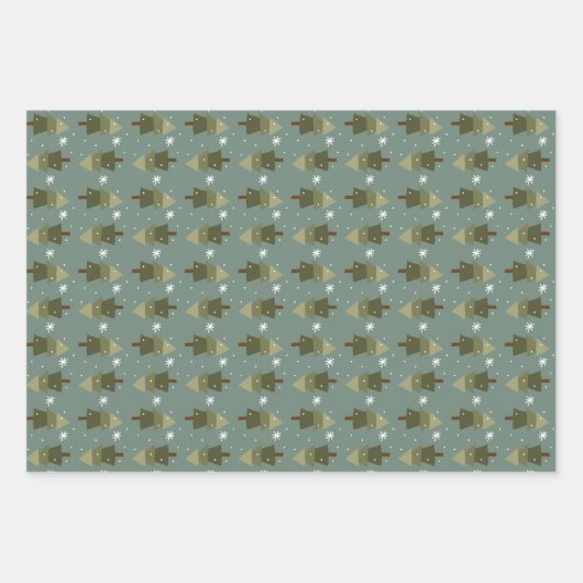 スノーフレーク・フォレストラッピング紙セット3枚 ラッピングペーパーシート (正面3)