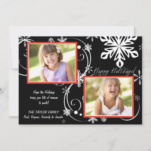 スノーフレーク ブラックアウト - フォト ホリデー カード (正面)