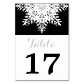 スノーフレーク・ブラック、白い冬の結婚式のテーブル番号 テーブルナンバー (裏面)