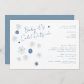 スノーフレーク ブルー ベイビー アイッツ コールド アウトサイド シャワー 招待状 (正面/裏面)