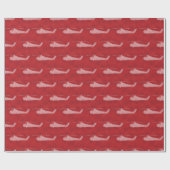 スノーフレーク ヘリコプター - 赤 ラッピングペーパー (フラット)