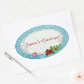 スノーフレーク&ペパーミントホリデーパーソナライズされた 楕円形シール (封筒)