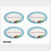 スノーフレーク&ペパーミントホリデーパーソナライズされた 楕円形シール (シート)