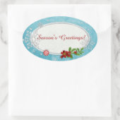 スノーフレーク&ペパーミントホリデーパーソナライズされた 楕円形シール (バッグ)