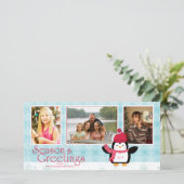 スノーフレーク・ペンギン・シーズンの挨拶3枚の写真カード シーズンカード (スタンド正面)