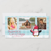 スノーフレーク・ペンギン・シーズンの挨拶3枚の写真カード シーズンカード (正面)
