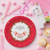 スノーフレーク、ホリーベリーとトナカイカスタム ペーパープレート (パーティー)