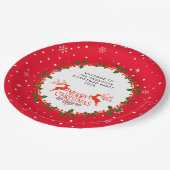 スノーフレーク、ホリーベリーとトナカイカスタム ペーパープレート (アングル)