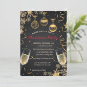 スノーフレーク、ボール、紙吹雪企業のクリスマスパーティー 招待状 (スタンド正面)