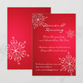 スノーフレーク レッド 2 ウインターメ結婚式の披露宴 招待状 (正面/裏面)