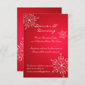 スノーフレーク レッド 2 冬の結婚式 披露宴 招待状 (正面/裏面)
