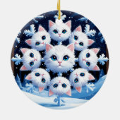 スノーフレーク・顔をキュートな白猫 セラミックオーナメント (裏面)