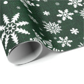 スノーフレーク – Dark Green Burlapテクスチャ ラッピングペーパー (ロールコーナー)