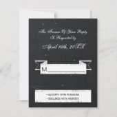 スノーフレークchalkboard冬の結婚式RSVP 出欠カード (裏面)